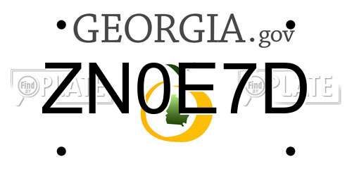 ZN0E7D Georgia License Plate