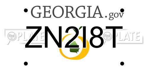ZN2I8T Georgia License Plate