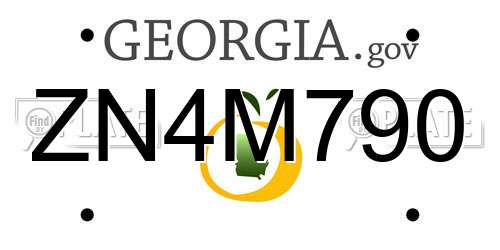 ZN4M790 Georgia License Plate