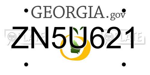 ZN5U621 Georgia License Plate