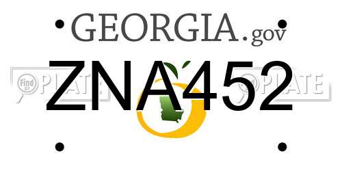 ZNA452 Georgia License Plate