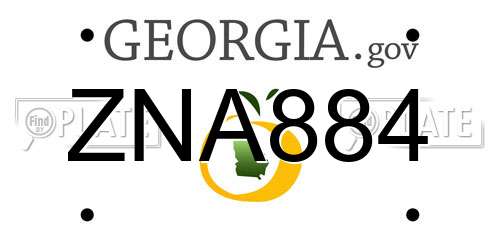 ZNA884 Georgia License Plate