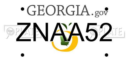 ZNAA52 Georgia License Plate