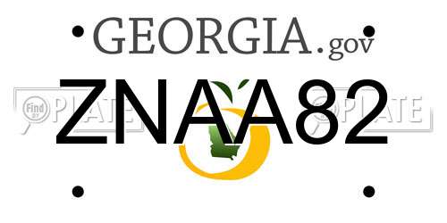 ZNAA82 Georgia License Plate