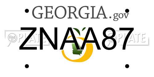 ZNAA87 Georgia License Plate