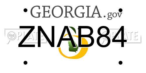 ZNAB84 Georgia License Plate