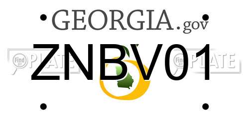 ZNBV01 Georgia License Plate