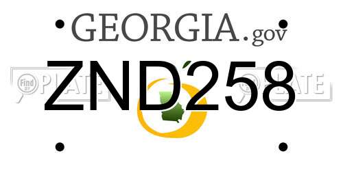 ZND258 Georgia License Plate