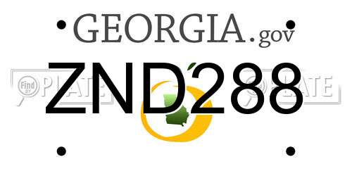 ZND288 Georgia License Plate