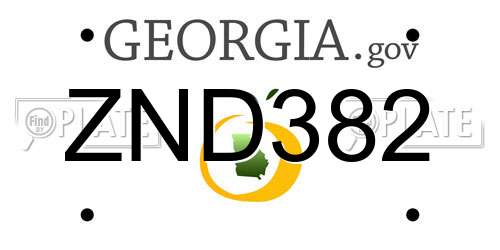 ZND382 Georgia License Plate