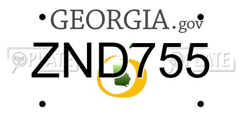 ZND755 Georgia License Plate