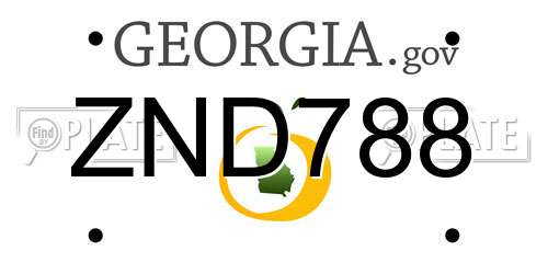 ZND788 Georgia License Plate