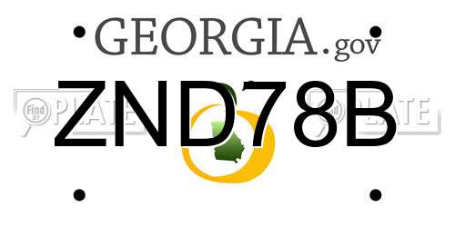 ZND78B Georgia License Plate