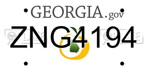 ZNG4194 Georgia License Plate