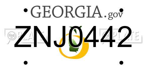 ZNJ0442 Georgia License Plate
