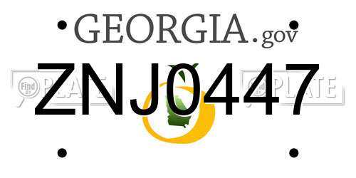 ZNJ0447 Georgia License Plate