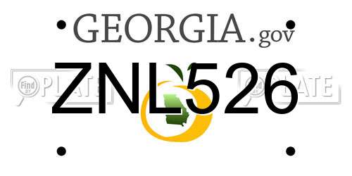 ZNL526 Georgia License Plate