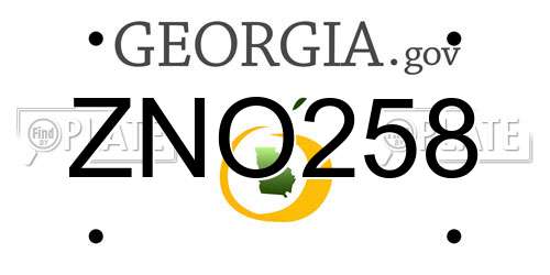 ZNO258 Georgia License Plate