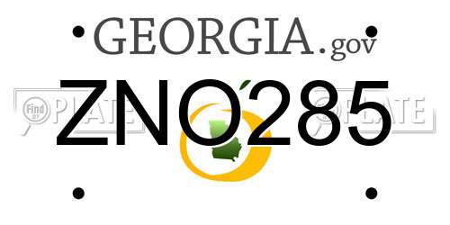 ZNO285 Georgia License Plate