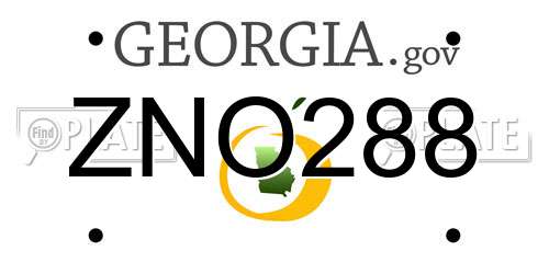 ZNO288 Georgia License Plate