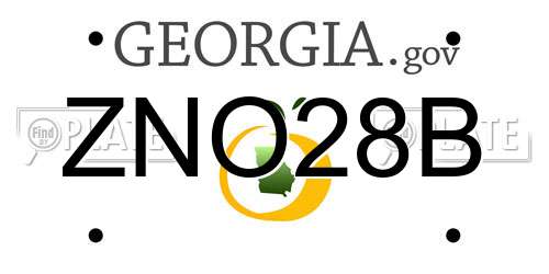 ZNO28B Georgia License Plate