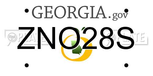 ZNO28S Georgia License Plate