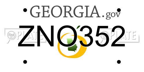 ZNO352 Georgia License Plate