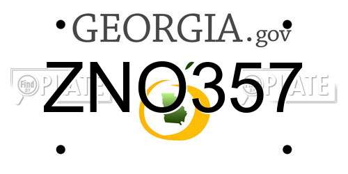 ZNO357 Georgia License Plate