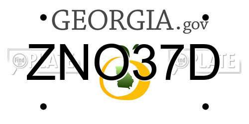 ZNO37D Georgia License Plate