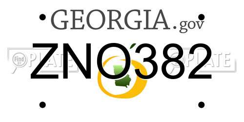 ZNO382 Georgia License Plate