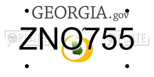 ZNO755 Georgia License Plate