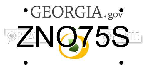 ZNO75S Georgia License Plate