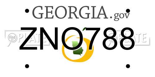 ZNO788 Georgia License Plate