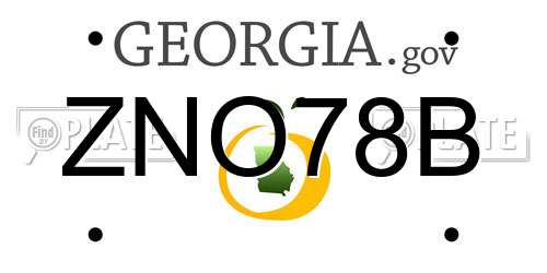 ZNO78B Georgia License Plate