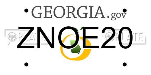 ZNOE20 Georgia License Plate