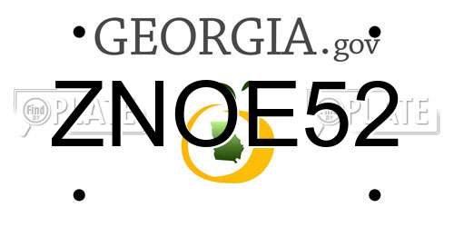 ZNOE52 Georgia License Plate