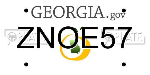 ZNOE57 Georgia License Plate