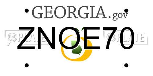 ZNOE70 Georgia License Plate
