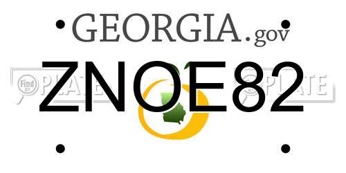 ZNOE82 Georgia License Plate