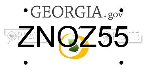 ZNOZ55 Georgia License Plate