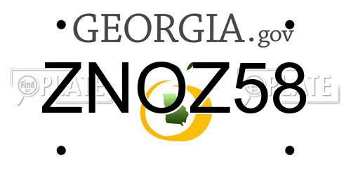 ZNOZ58 Georgia License Plate