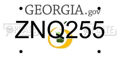ZNQ255 Georgia License Plate