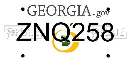 ZNQ258 Georgia License Plate
