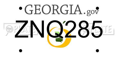 ZNQ285 Georgia License Plate