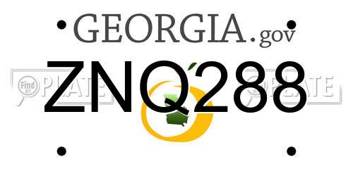 ZNQ288 Georgia License Plate