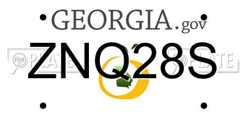 ZNQ28S Georgia License Plate