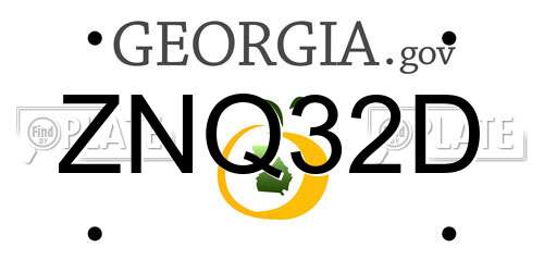 ZNQ32D Georgia License Plate