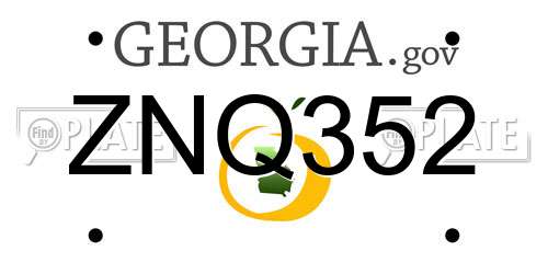 ZNQ352 Georgia License Plate