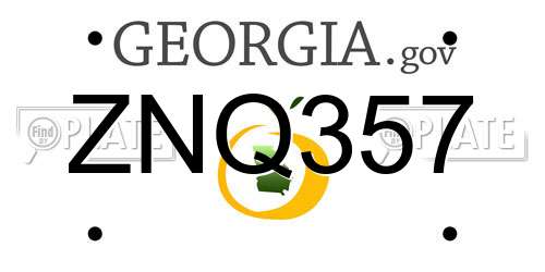 ZNQ357 Georgia License Plate