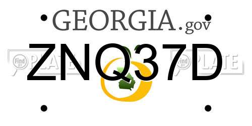 ZNQ37D Georgia License Plate